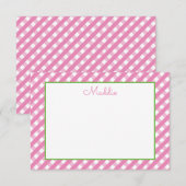 Cute Gingham Personalized Note Cards Bedankkaart (Voorkant / Achterkant)