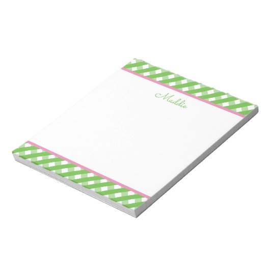 Cute Gingham Personalized Notitieblok (Linkerzijde)