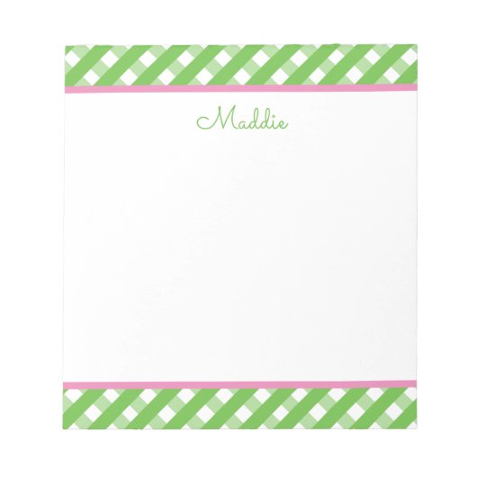 Cute Gingham Personalized Notitieblok (Voorkant)