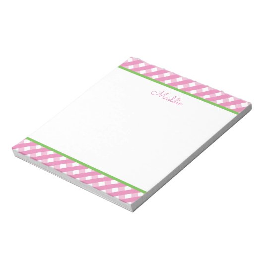 Cute Gingham Personalized Notitieblok (Linkerzijde)