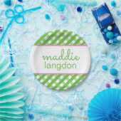 Cute Gingham Personalized Party Borden Papieren Bordje (Feest)