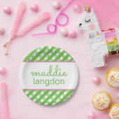 Cute Gingham Personalized Party Borden Papieren Bordje (Feest)