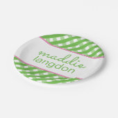 Cute Gingham Personalized Party Borden Papieren Bordje (Gekanteld)