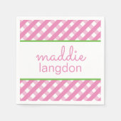 Cute Gingham Personalized Party Napkins Servet (Voorkant)