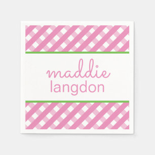 Cute Gingham Personalized Party Napkins Servet
