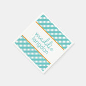 Cute Gingham Personalized Party Napkins Servet (Hoek)