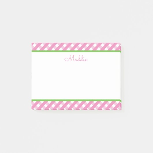Cute Gingham Personalized Post-it Notitieblok Post-it® Notes (Voorkant)