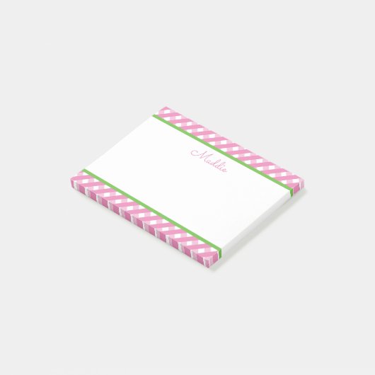 Cute Gingham Personalized Post-it Notitieblok Post-it® Notes (Schuin)