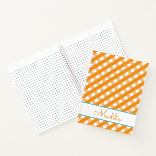Cute Gingham Personalized Spiral Notitieboek (Binnen)