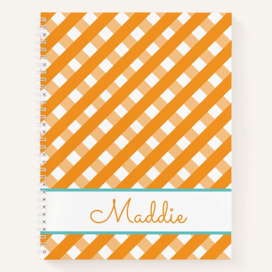 Cute Gingham Personalized Spiral Notitieboek (Voorkant)
