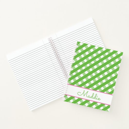 Cute Gingham Personalized Spiral Notitieboek (Binnen)