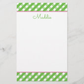 Cute Gingham Personalized Stationery (Voorkant)