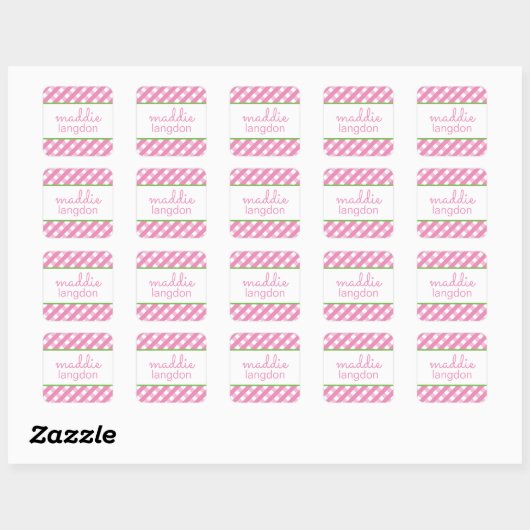 Cute Gingham Persoonlijke Stickers (Vel)