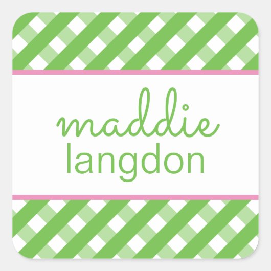 Cute Gingham Persoonlijke Stickers (Voorkant)