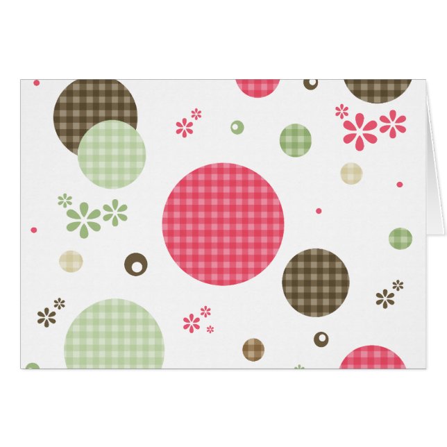 Cute Gingham Polka Dots with Retro Daisy Flowers (Voorkant Horizontaal)