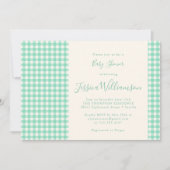 Cute  Gingham Pset Mint Green Baby shower Kaart (Voorkant)