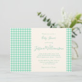 Cute  Gingham Pset Mint Green Baby shower Kaart (Staand voorkant)