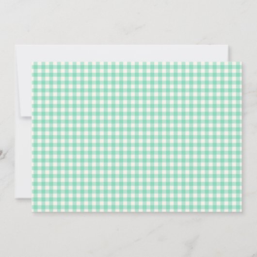 Cute  Gingham Pset Mint Green Baby shower Kaart (Achterkant)