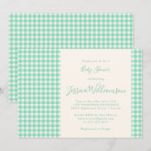 Cute  Gingham Pset Mint Green Baby shower Kaart (Voorkant / Achterkant)