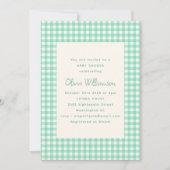 Cute  Gingham Pset Mint Green Baby shower Kaart (Voorkant)