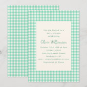 Cute  Gingham Pset Mint Green Baby shower Kaart (Voorkant / Achterkant)