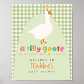Cute Gingham Silly Goose Baby Shower Welcome Poster (Voorkant)