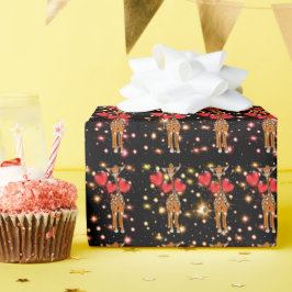 Cute giraf, glitter sparkle hartballonnen cadeaupapier