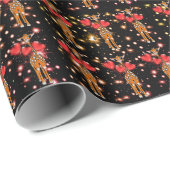 Cute giraf, glitter sparkle hartballonnen cadeaupapier (Rol Hoek)