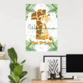 Cute Giraffe 1e Verjaardag Welkom Poster (Thuiskantoor)