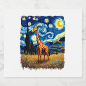 Cute Giraffe Africa - Starry Night T-Shirt Sparkling Wijnetiket (Enkel label)