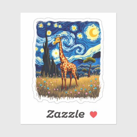 Cute Giraffe Africa - Starry Night T-Shirt Sticker (Vel)