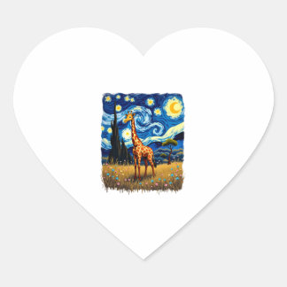 Cute Giraffe Afrika - Starry Night T-shirt Hart Sticker
