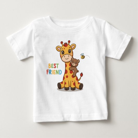 Cute Giraffe and Bear Best Friends Illustration (Voorkant)