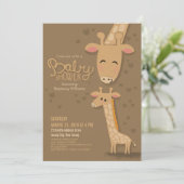 Cute Giraffe and Mammie Baby shower Invitation Kaart (Staand voorkant)