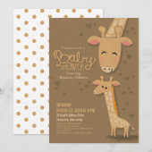 Cute Giraffe and Mammie Baby shower Invitation Kaart (Voorkant / Achterkant)
