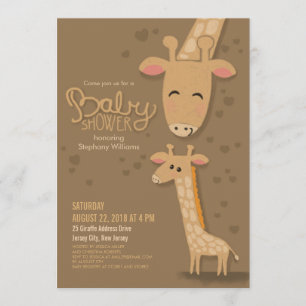 Cute Giraffe and Mammie Baby shower Invitation Kaart