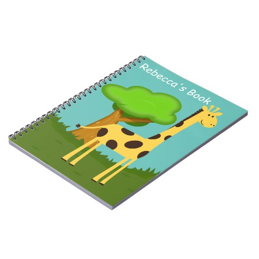 Cute Giraffe and Tree Art Personalised Notitieboek (Linkerzijde)