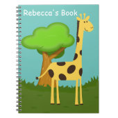Cute Giraffe and Tree Art Personalised Notitieboek (Voorkant)