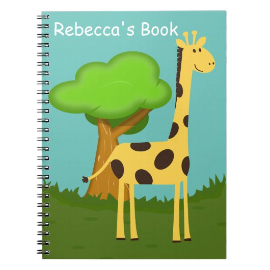 Cute Giraffe and Tree Art Personalised Notitieboek (Voorkant)