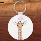 Cute Giraffe Animal Girly Name Zoo Kinder Sleutelhanger (Voorkant)
