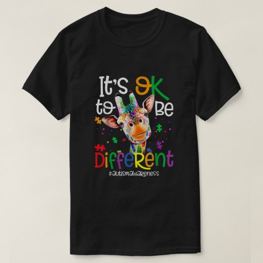 Cute Giraffe Animal is oké om een ander autisme te T-shirt (Design voorkant)