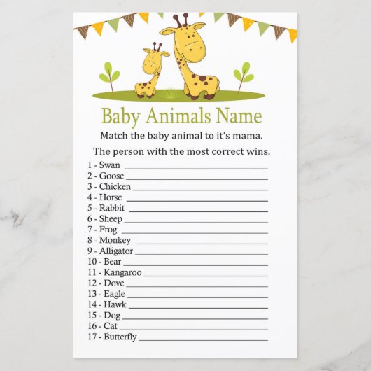 Cute giraffe Baby Animals Name Game (Voorkant)