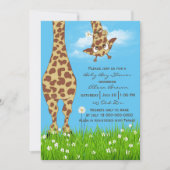 Cute Giraffe Baby Boy Shower Kaart (Voorkant)