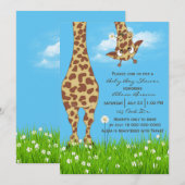 Cute Giraffe Baby Boy Shower Kaart (Voorkant / Achterkant)