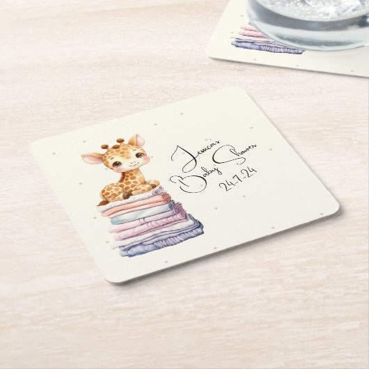 Cute Giraffe Baby Kartonnen Onderzetters (Schuin)