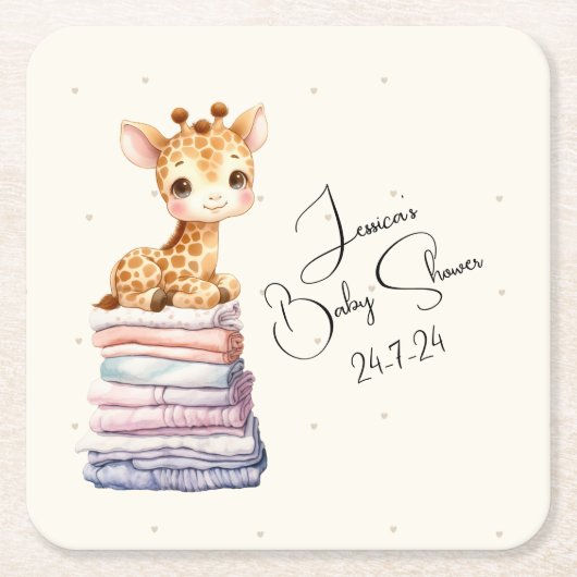 Cute Giraffe Baby Kartonnen Onderzetters (Voorkant)