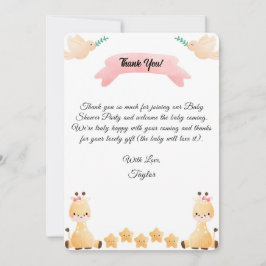Cute Giraffe Baby Shower Bedankkaart Kaart