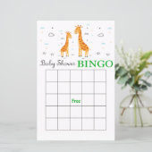Cute Giraffe baby shower bingo card (Staand voorkant)