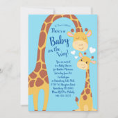 Cute Giraffe Baby shower Blue Boy Kaart (Voorkant)