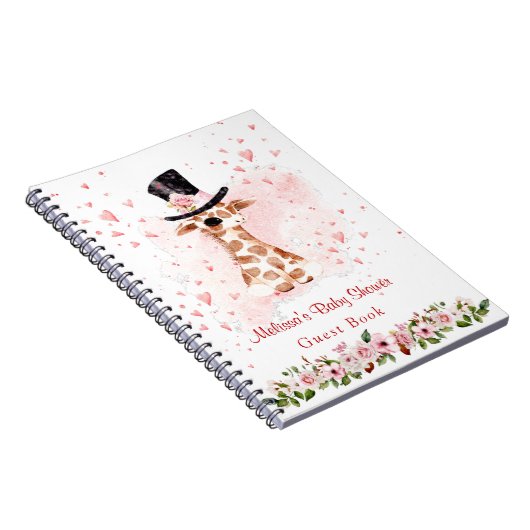 Cute Giraffe Baby shower Guest Book Notitieboek (Rechterzijde)